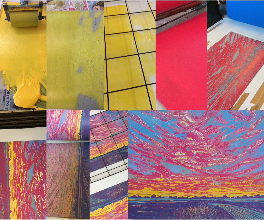 Stages of my linocut